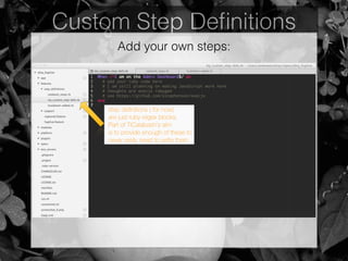 Custom Step Deﬁnitions
Add your own steps:
 