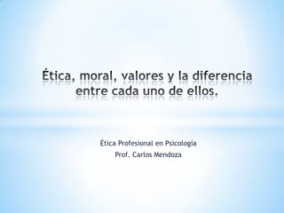 Ética Profesional en Psicología
    Prof. Carlos Mendoza
 
