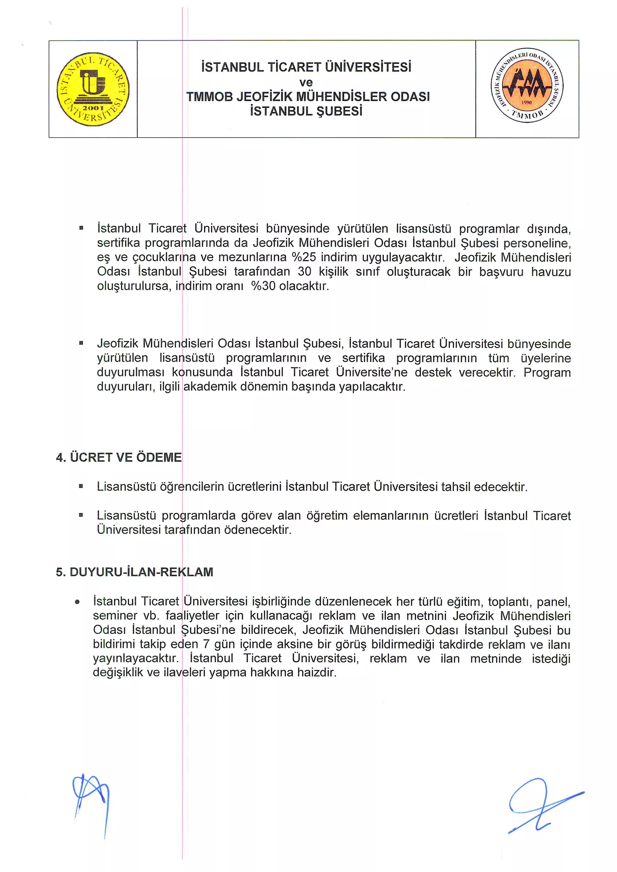 JFMO İstanbul Şube ve İstanbul Ticaret Üniversitesi Arasında Protokol
