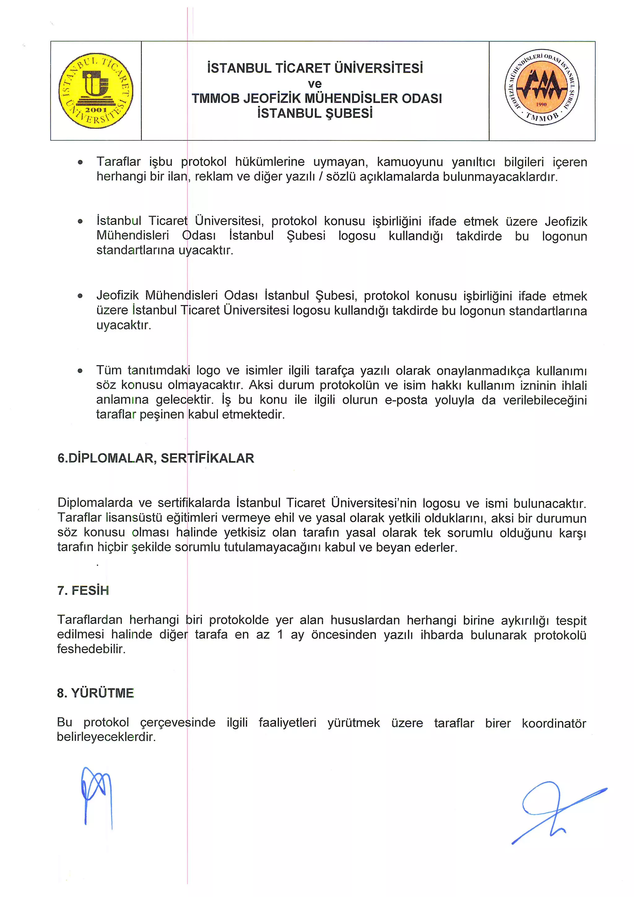 JFMO İstanbul Şube ve İstanbul Ticaret Üniversitesi Arasında Protokol