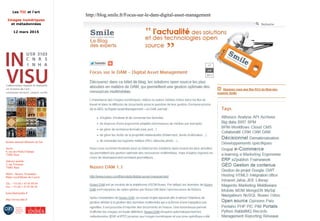 Les TIC et l'art
Images numériques
et métadonnées
12 mars 2015
Institut national d'histoire de l'art
Accès :
6, rue des Petits-Champs
75002 Paris
Adresse postale :
2, rue Vivienne
75002 Paris
Métro : Bourse, Pyramides
Palais royal/Musée du Louvre
Tél. : +33 (0) 1 47 03 89 84
Fax : +33 (0) 1 47 03 86 36
lesticetlart@inha.fr
http://invisu.inha.fr
http://blog.smile.fr/Focus-sur-le-dam-digital-asset-management
http://blog.smile.fr/Focus-sur-le-dam-digital-asset-management
 