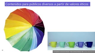 34
‘Las TIC aplicadas a la comunicación institucional’ – Máster en liderazgo institucional - INAP - Jordi Graells – Madrid 16,03,2021 - CC0
Contenidos para públicos diversos a partir de valores éticos
 