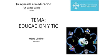 TEMA:
EDUCACION Y TIC
Tic aplicada a la educación
Dr. Carlos García
DOCENTE
Ubety Cedeño
MAESTRANTE
 