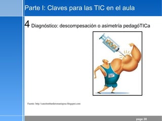 page 28
Parte I: Claves para las TIC en el aula
4Diagnóstico: descompesación o asimetría pedagóTICa
Fuente: http://canolombarderomariajose.blogspot.com
 