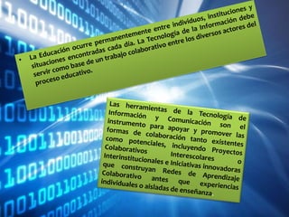 LOS PROFESORES NECESITAN FORMACIÓN PARA INNOVAR CON LAS TIC Las TIC no se están usando para innovar las metodologías didácticas.A los profesores les falta formación y confianza en el manejo de las TIC, por esto las utilizan poco con los estudiantes. Algunas de las mejoras constatables al utilizar TIC en las aulas, solamente se dan cuando el profesorado tiene un buen nivel de formación en el uso educativo de las TIC. 