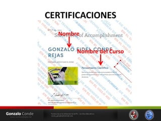 CERTIFICACIONES
Nombre
Nombre del Curso
 