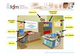 Orientaciones
                Guía de Uso
                               Evaluación


                                              Aprendizajes

Descripción
  Unidad


                                                Imprimibles


Planes Clases

                                              Textos Digitales




  Recursos
 