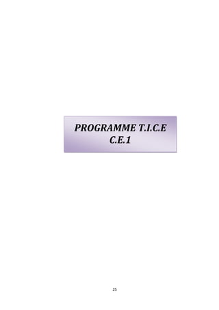 PROGRAMME T.I.C.E
     C.E.1




       25
 