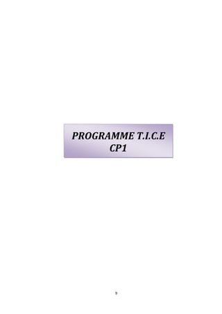 PROGRAMME T.I.C.E
      CP1




       9
 