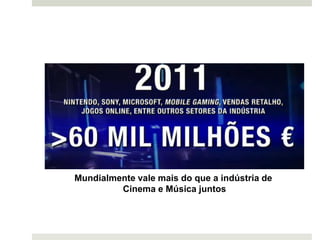 Mundialmente vale mais do que a indústria de
         Cinema e Música juntos
 