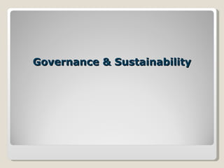 Governance & Sustainability 