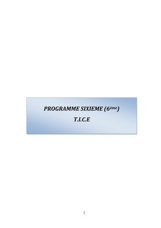 PROGRAMME SIXIEME (6ème)
         T.I.C.E




             2
 