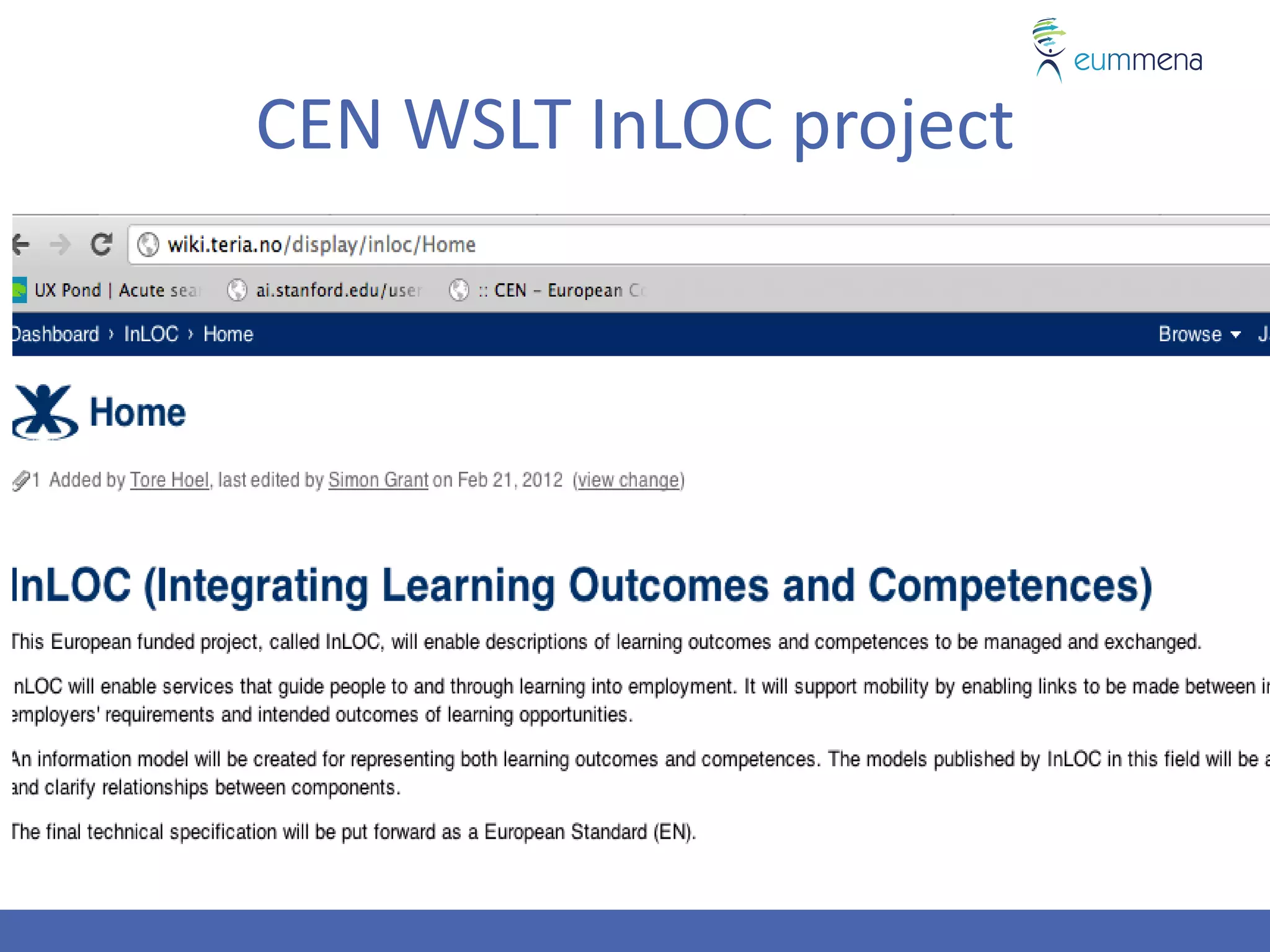 CEN WSLT InLOC project
 