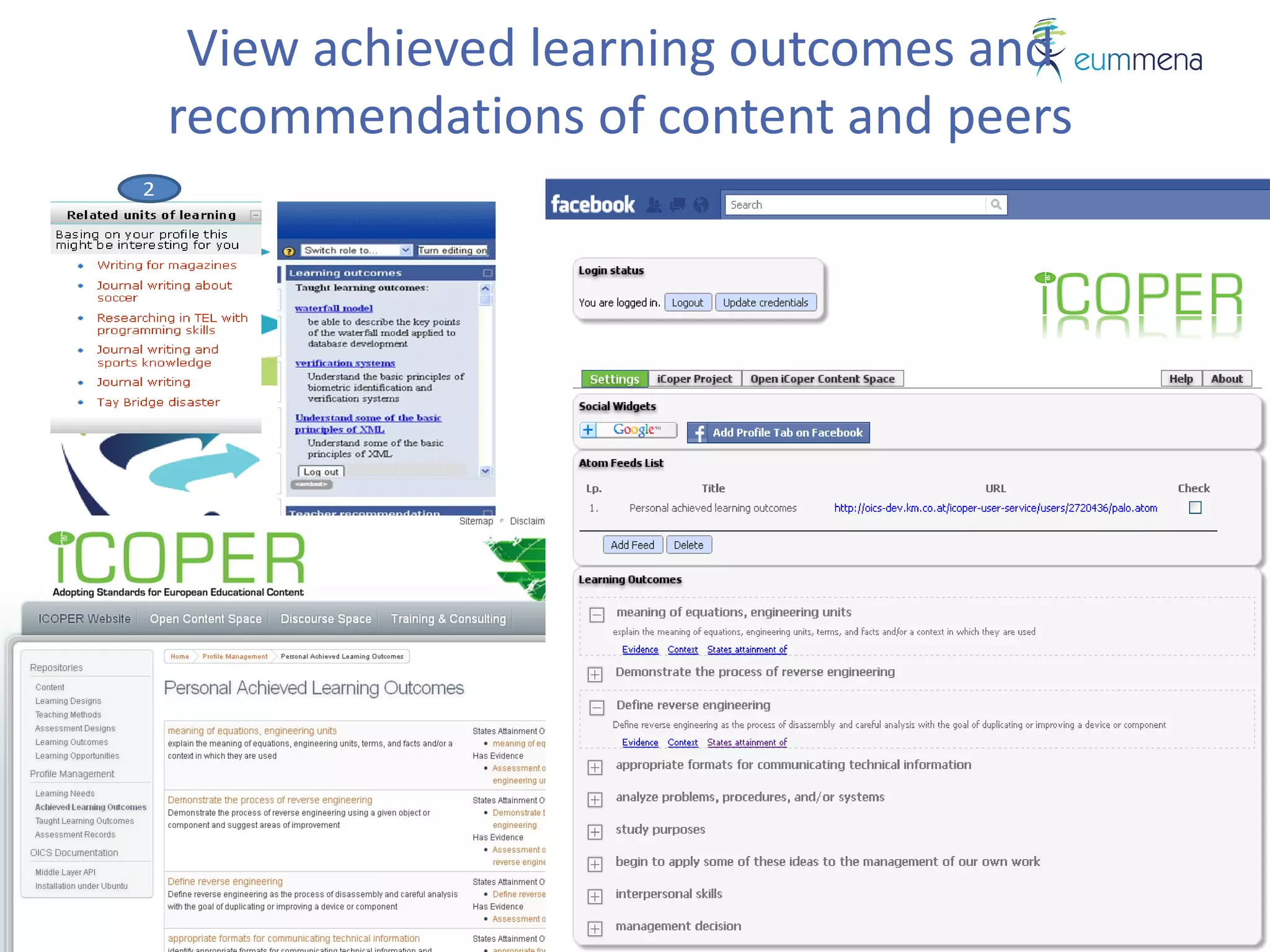 View achieved learning outcomes and
    recommendations of content and peers
2




               1
 