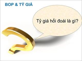 BOP & TỶ GIÁ

Tỷ giá hối đoái là gì?

 