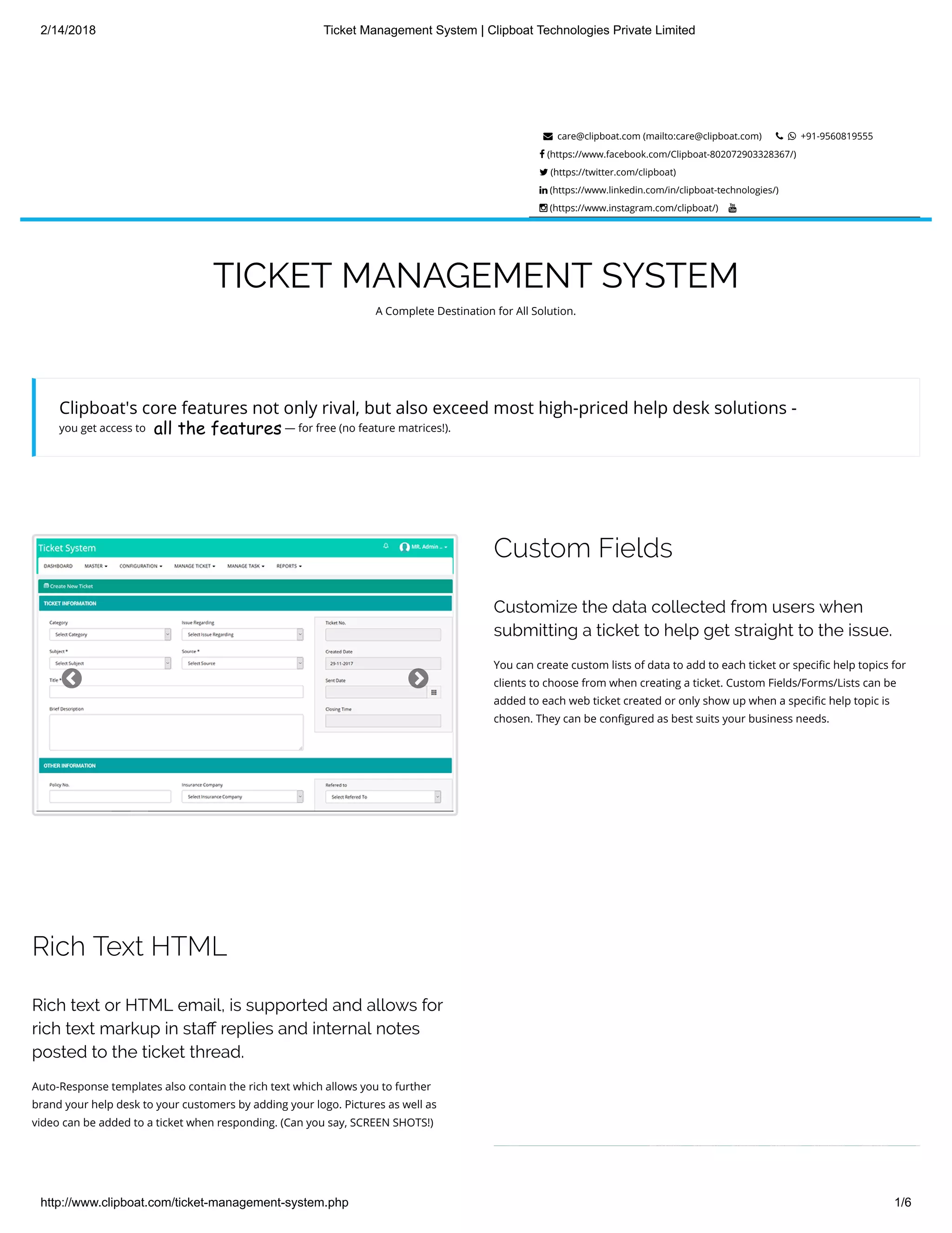 Ticket management system clipboat technologies private limited | PDF