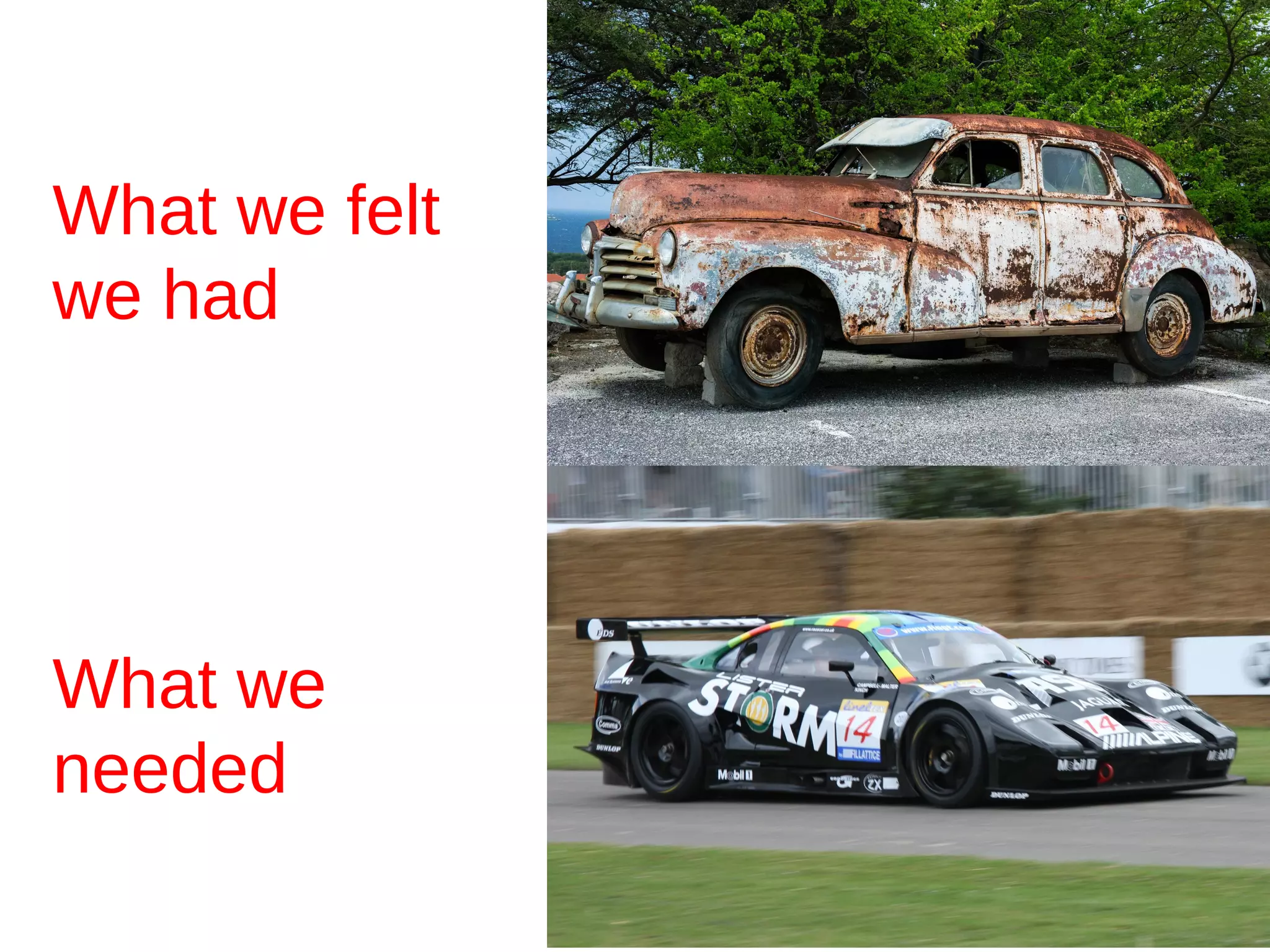 What we felt
we had
What we
needed
 