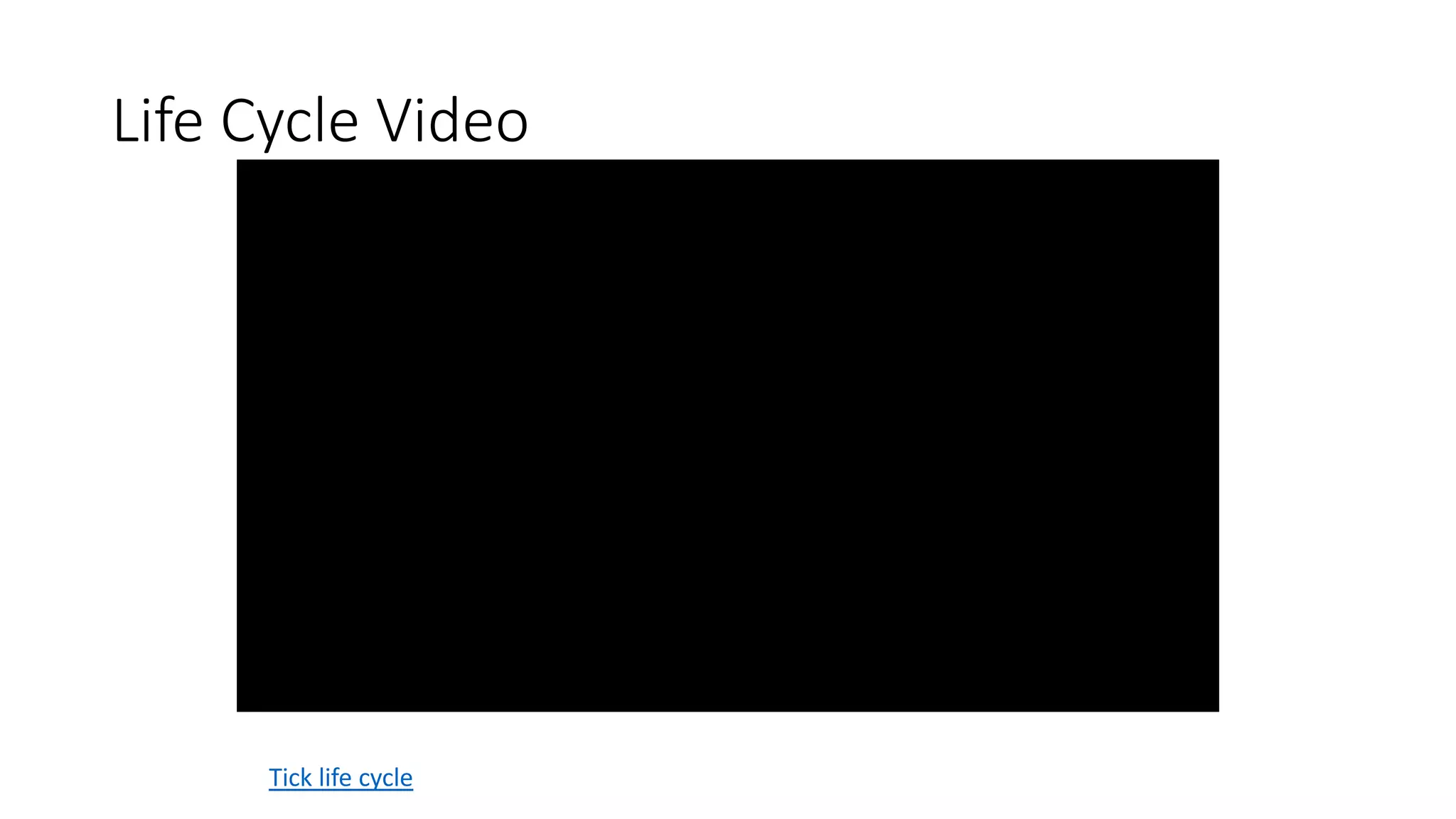 Life Cycle Video
Tick life cycle