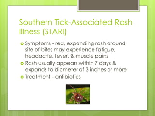 Southern Tick Rash Ticks and the Diseases they Carry | PPTX