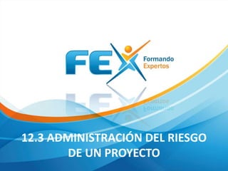 12.3 ADMINISTRACIÓN DEL RIESGO
DE UN PROYECTO
 