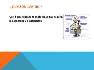¿QUÉ SON LAS TIC ?
Son herramientas tecnológicas que facilitan
la enseñanza y el aprendizaje
 