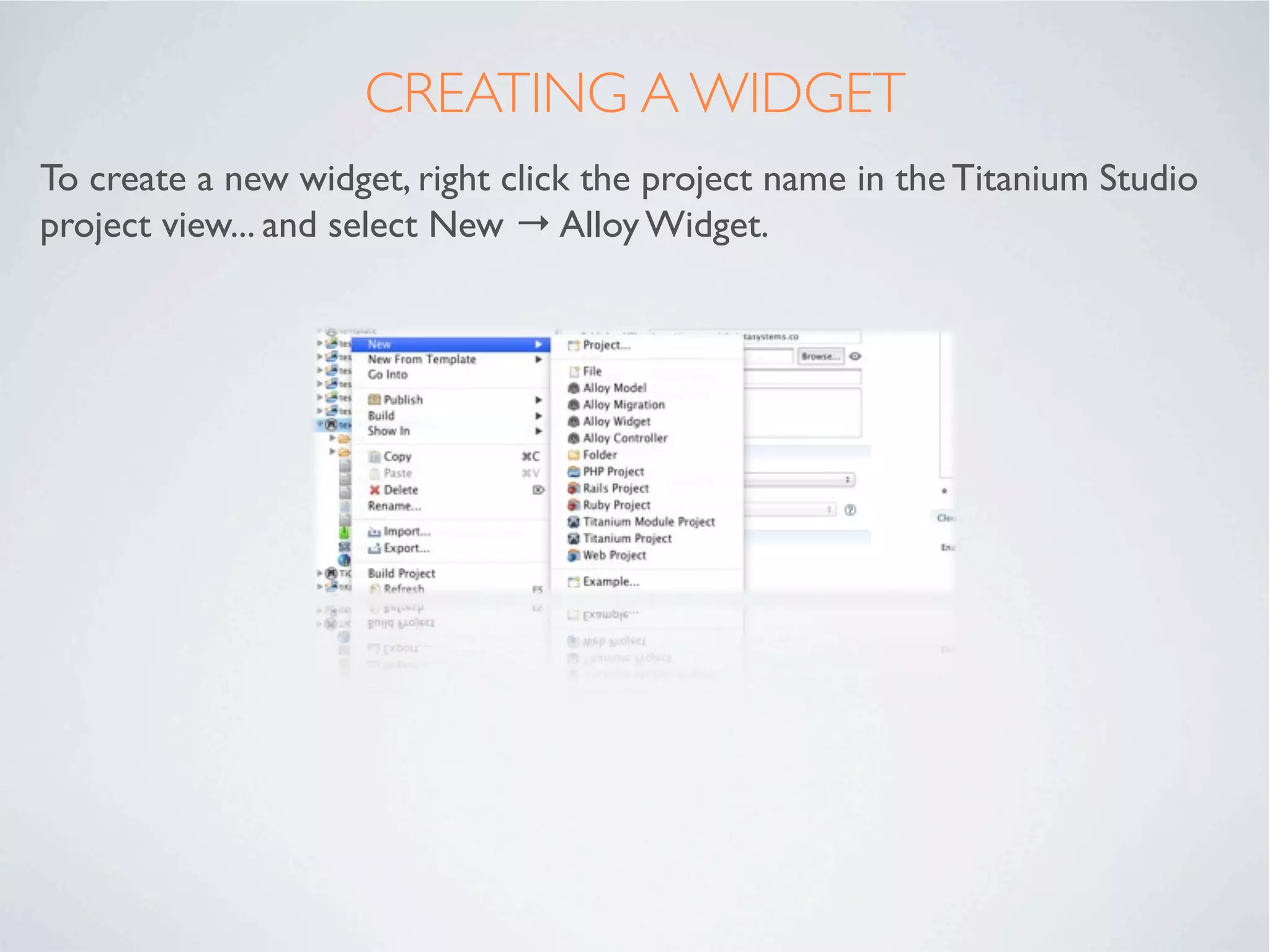 WHAT IS A WIDGET?

A self-contained bespoke UI component that
holds all the logic associated with its use.

•   Create a re-usable library across multiple
    projects

•   Create components that manage cross-
    platform differences (e.g. a table edit / delete
    component)

•   Improve readability of code

•   Improve reliability due to re-use of tested
    components.
 
