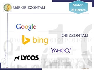 19
MarcelloFesteggiante-2015
29 maggio 2015
MdR ORIZZONTALI
Motori
di ricerca
ORIZZONTALI
 