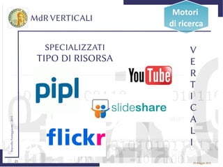 25
MarcelloFesteggiante-2015
29 maggio 2015
MdR VERTICALI
Motori
di ricerca
V
E
R
T
I
C
A
L
I
SPECIALIZZATI
TIPO DI RISORSA
 
