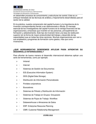 UNIVERSIDAD CENTRAL DE CHILE
Facultad de Ciencias Económicas y Administrativas
Tecnologías de Información y Comunicación.
...