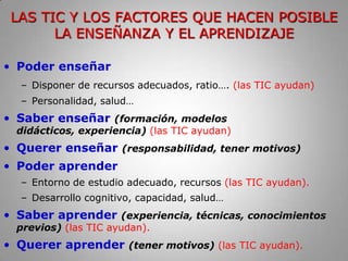 ¿QUÉ RAZONES TENGO PARA usar TIC EN EDUCACIÓN?buscar información comunicarnos hacer cosasla sociedad exige…PRODUCTIVIDADpersonal / grupalCOMPETENCIAS DIGITALES del  alumnadofacilitar enseñanza y aprendizajeinnovarINNOVACIÓN METODOLÓGICAhay 30% fracaso escolarmejor formación / desarrollouso inteligente con criteriousar TIC… cuando den VALOR AÑADIDOLas TIC están en todas partes… ¡cómo no van a estar en la escuela! 