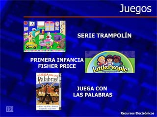 Juegos SERIE TRAMPOLÍN PRIMERA INFANCIA FISHER PRICE JUEGA CON  LAS PALABRAS Recursos Electrónicos 