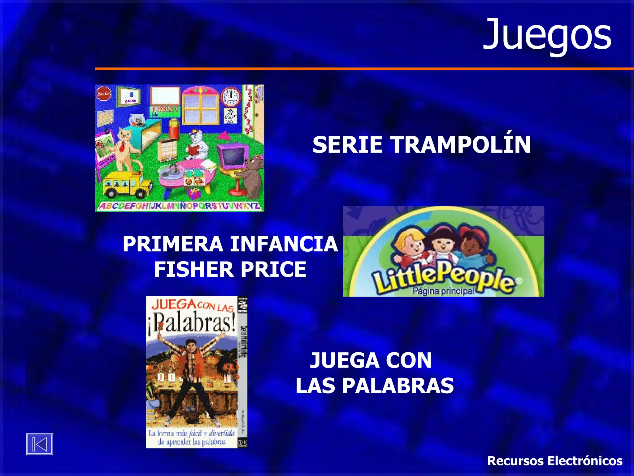 Juegos SERIE TRAMPOLÍN PRIMERA INFANCIA FISHER PRICE JUEGA CON  LAS PALABRAS Recursos Electrónicos 