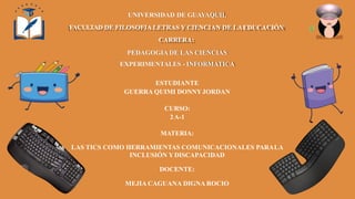 UNIVERSIDAD DE GUAYAQUIL
FACULTAD DE FILOSOFIA LETRAS Y CIENCIAN DE LAEDUCACIÓN
CARRERA:
PEDAGOGIA DE LAS CIENCIAS
EXPERIM...