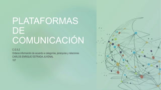 PLATAFORMAS
DE
COMUNICACIÓN
C.G.5.2
Ordena información de acuerdo a categorías, jerarquías y relaciones
CARLOS ENRIQUE ESTRADA JUVENAL
107
 