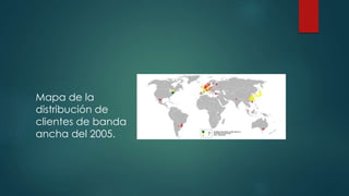 Mapa de la
distribución de
clientes de banda
ancha del 2005.
 