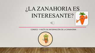 ¿LA ZANAHORIA ES
INTERESANTE?
CONOCE Y HAZTE DE INFORMACIÓN DE LA ZANAHORIA
 