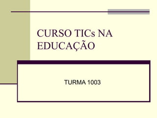 CURSO TICs NA EDUCAÇÃO TURMA 1003 