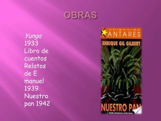 Yunga
1933
Libro de
cuentos
Relatos
de E
manuel
1939
Nuestro
pan 1942
 