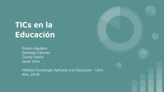 TICs en la
Educación
Evelyn Aguilera
Santiago Cáceres
Carlos Patiño
Javier Vera
Módulo:Tecnología Aplicada a la Educación - UAA
Año: 2019.
 