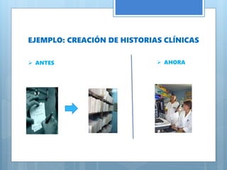 EJEMPLO: CREACIÓN DE HISTORIAS CLÍNICAS
 ANTES  AHORA
 