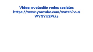 Vídeo: evolución redes sociales
https://www.youtube.com/watch?v=a
WYGYU2Pkks
 