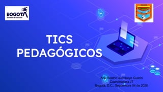 TICS
PEDAGÓGICOS
Ana Beatriz Quimbayo Guarín
Coordinadora JT
Bogotá, D.C., Septiembre 04 de 2020
 