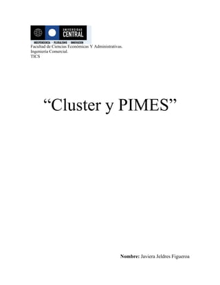 Facultad de Ciencias Económicas Y Administrativas.
Ingeniería Comercial.
TICS




      “Cluster y PIMES”




                                                Nombre: Javiera Jeldres Figueroa
 