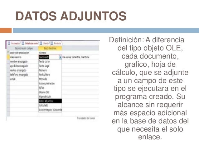 tipos de datos de access