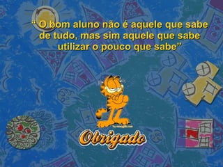 “  O bom aluno não é aquele que sabe de tudo, mas sim aquele que sabe utilizar o pouco que sabe” 