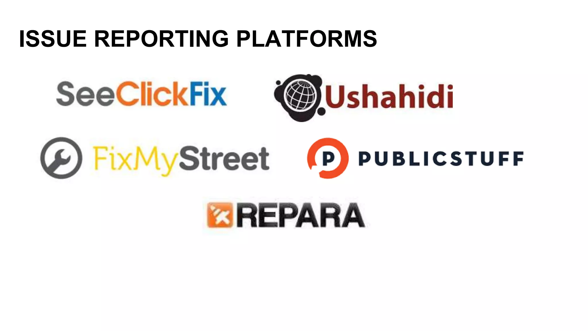 ISSUE REPORTING PLATFORMS
 