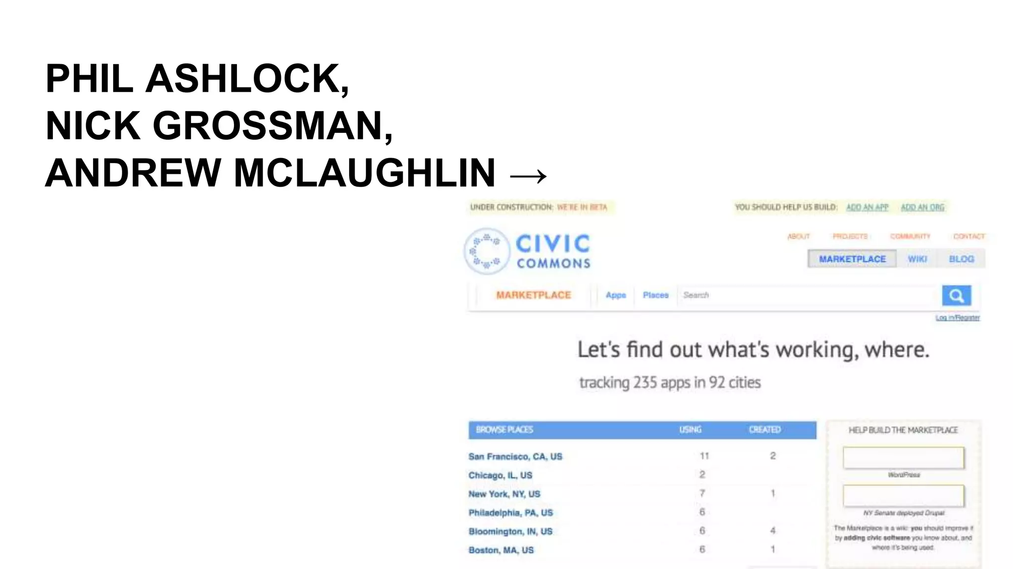 PHIL ASHLOCK,
NICK GROSSMAN,
ANDREW MCLAUGHLIN →
 