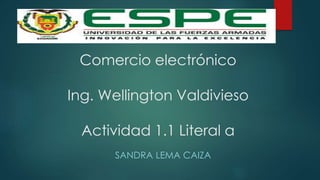 Comercio electrónico
Ing. Wellington Valdivieso
Actividad 1.1 Literal a
SANDRA LEMA CAIZA
 