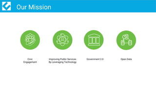 5/codeforpakistan /codeforpk
Our Mission
Civic
Engagement
Improving Public Services
By Leveraging Technology
Government 2.0 Open Data
 
