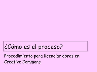 ¿Cómo es el proceso? Procedimiento para licenciar obras en Creative Commons 